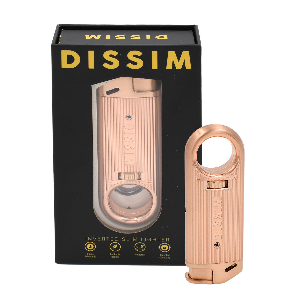 DISSIM Slim Metal Series Inverted Soft Flame Pocket Lighters