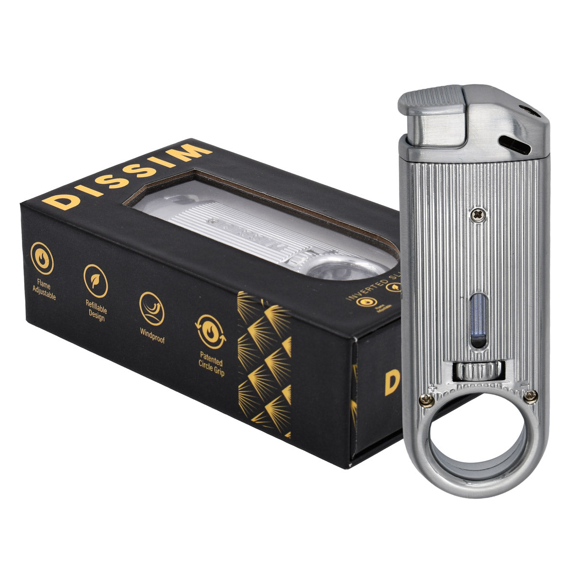 DISSIM Slim Metal Series Inverted Soft Flame Pocket Lighters