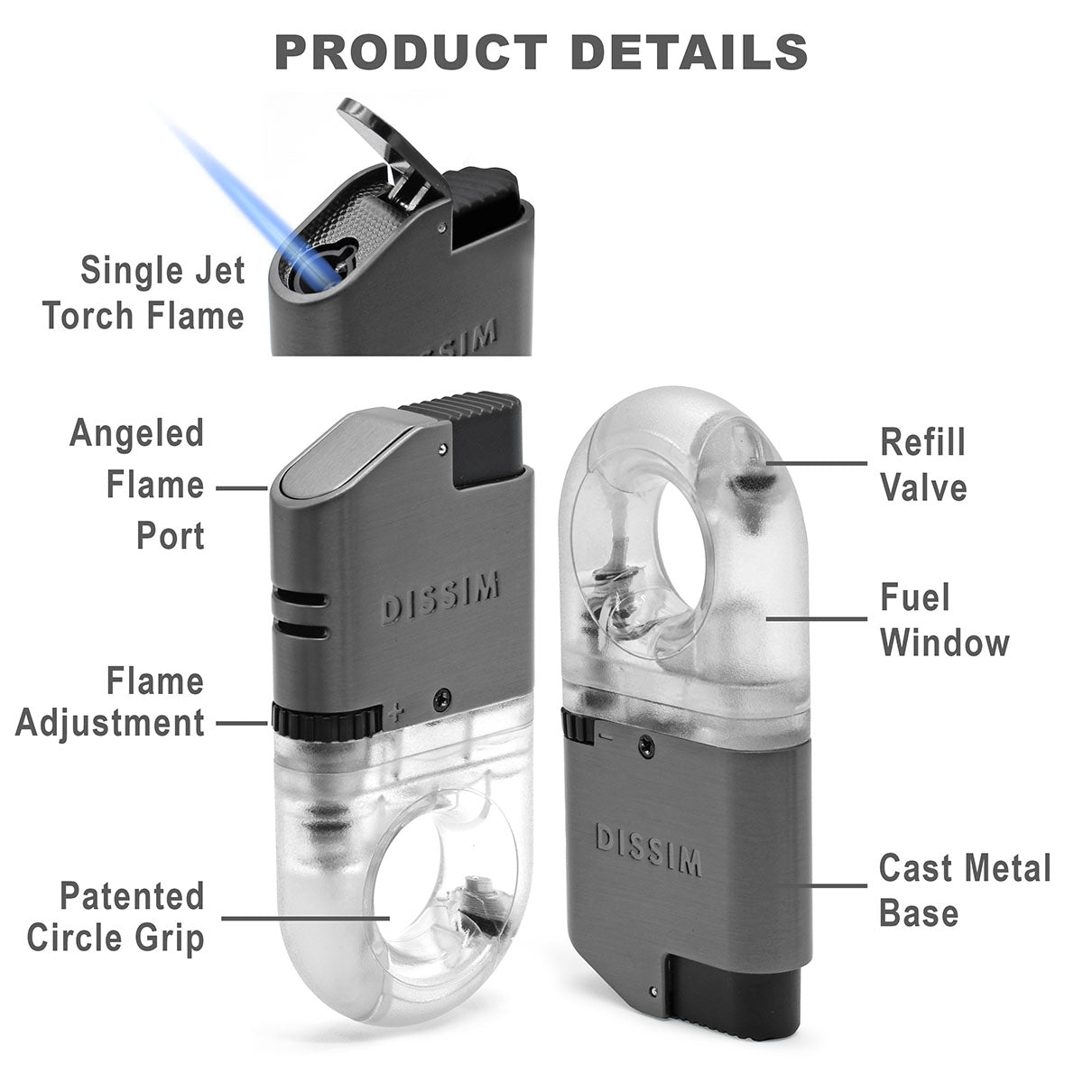 DISSIM Sport Series Butane Torch Pocket Lighters